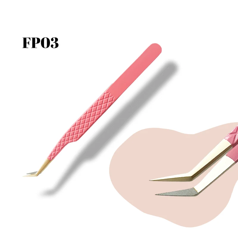 FP03-Wimpernpinzette mit Faserspitze, Pfirsich