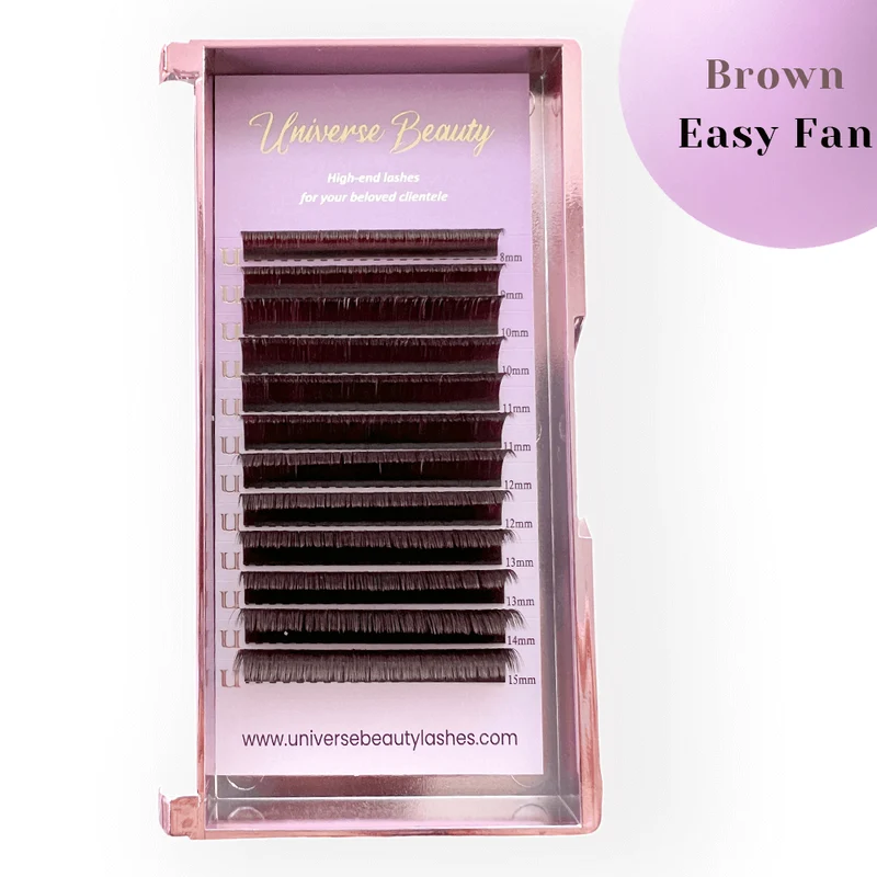 0.05 mm braune Easy Fan Wimpernverlängerungen