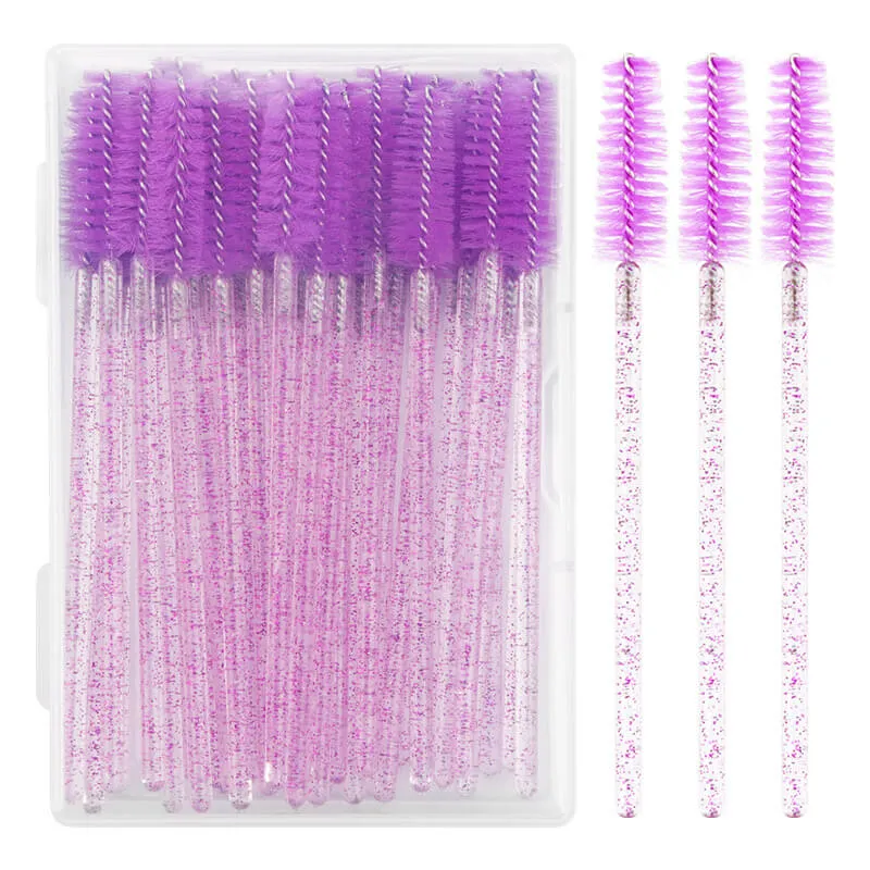 Glitzernde Einweg-Wimpernbürste/Wimpernspulen, 50 Stück/Karton