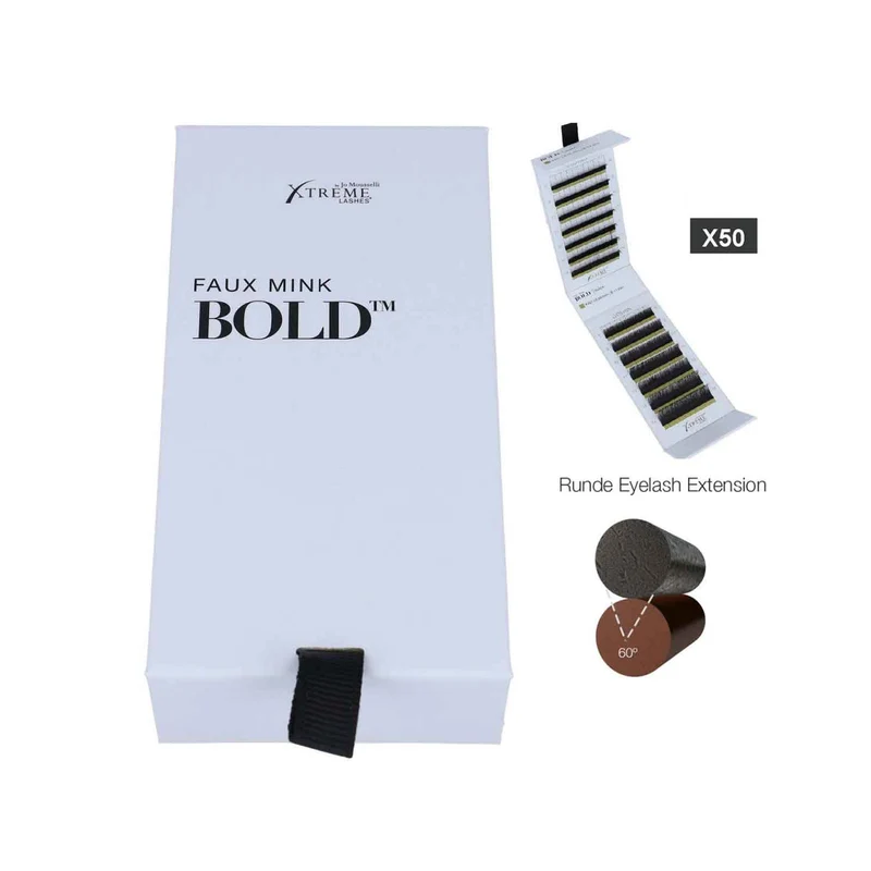 Wimpern für 1:1 und Volumentechnik Faux Mink Bold™ (X50 D Curl)