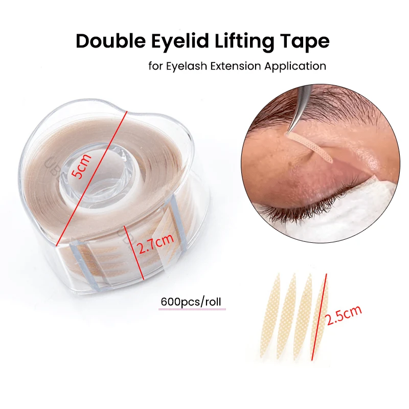 Doppeltes Augenlid-Lifting-Klebeband für Wimpernverlängerungsanwendungen, 600 Stück/Rolle