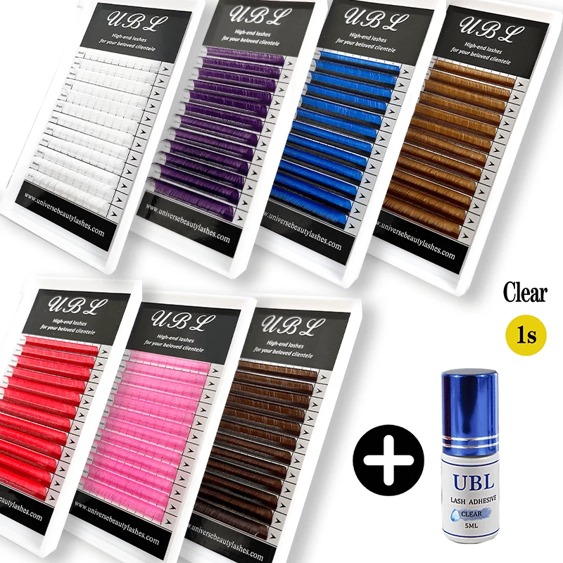 Farb-Wimpernverlängerung + transparenter Kleber-Kombi-Set