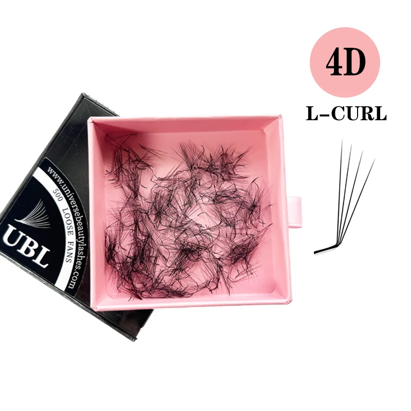 4D 0.07 mm L Curl Vorgefertigte lose Fächer Wimpernverlängerungen 500 Fächer