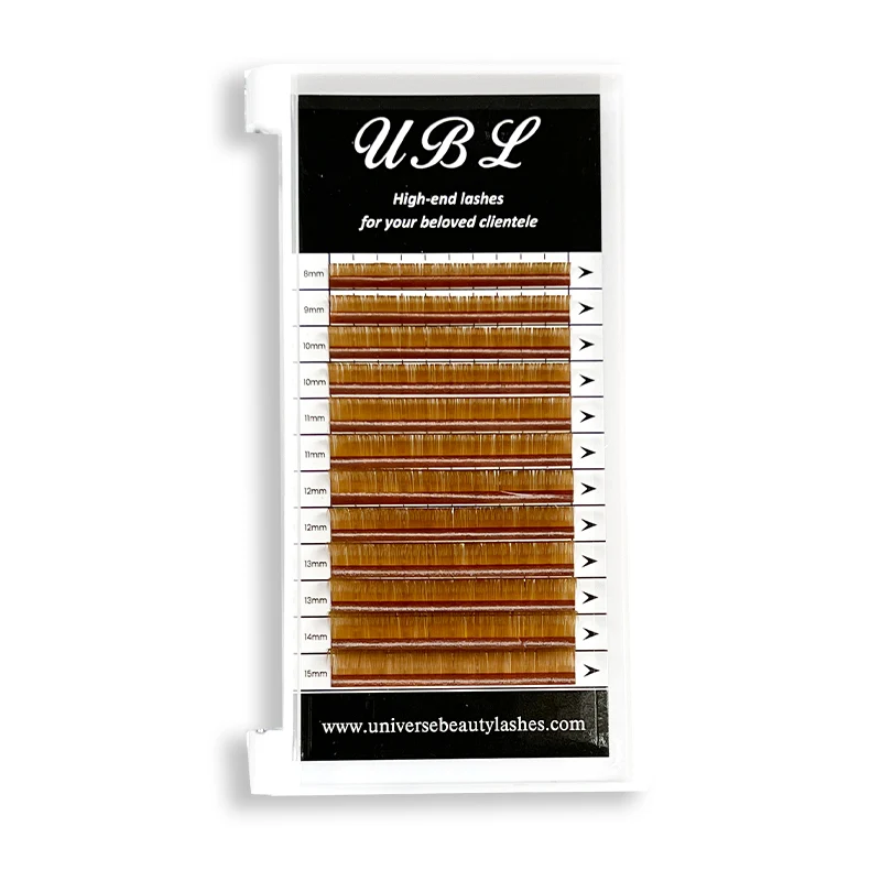 Hellbraune Wimpernverlängerung mit 0.07 Volumen