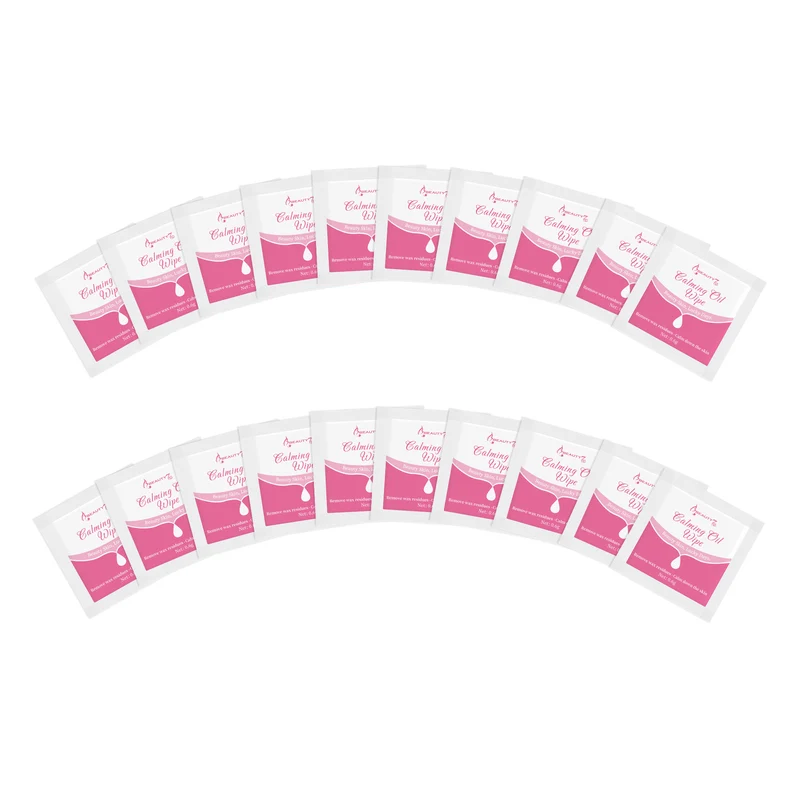 Beauty7 Post Wax Calming Oil Wipes – 20 Individually Wrapped Packets Soothing Cleansing Cloths to Remove Wax Residue, Post Waxing Cleanser at Home Use