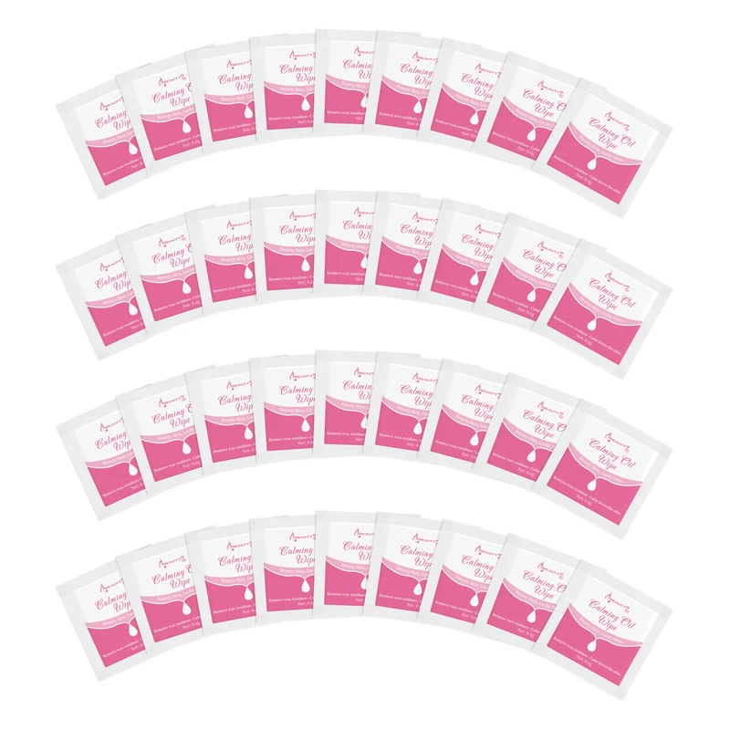 Beauty7 Post Wax Calming Oil Wipes – 36 Individually Wrapped Packets Soothing Cleansing Cloths to Remove Wax Residue, Post Waxing Cleanser at Home Use