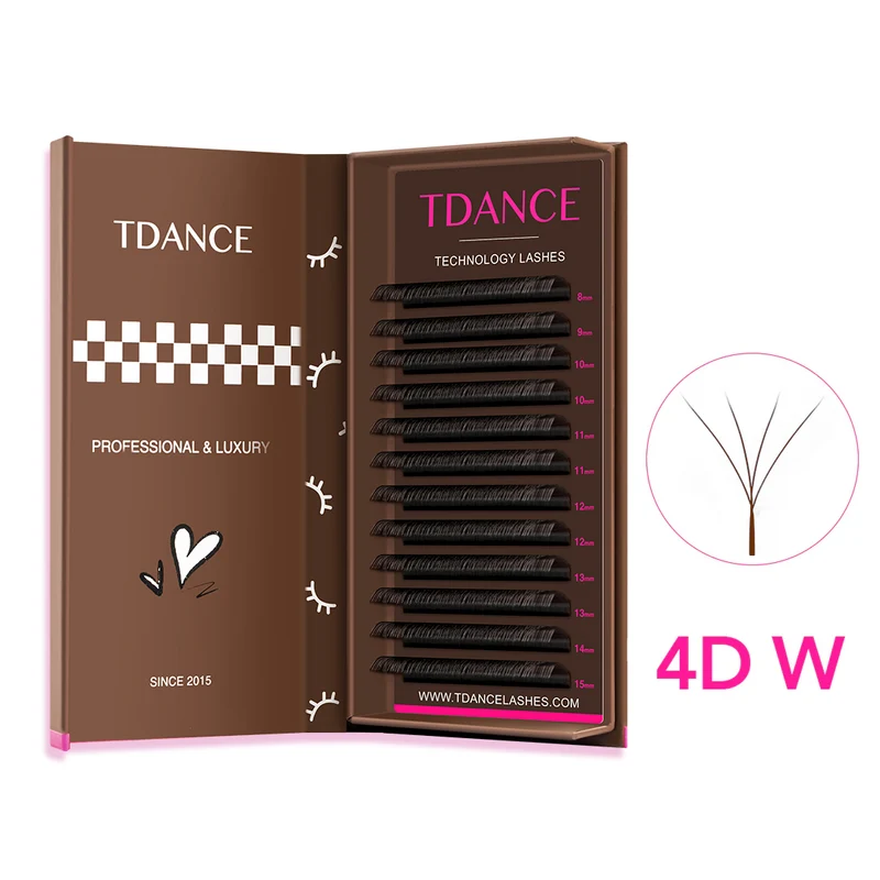 Wholesale Dark Brown W Style 4D Promade Volume Fan Lashes