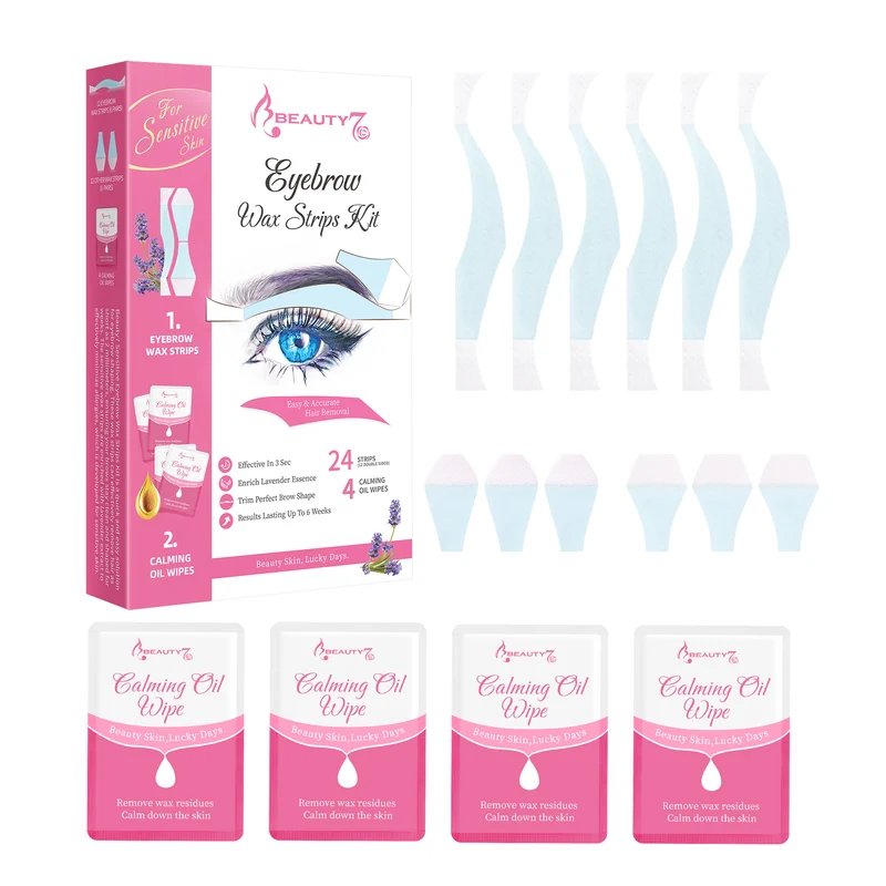 Beauty7 Sensitive Eyebrow Lip Wax Strips Kit Facial Hair Removal