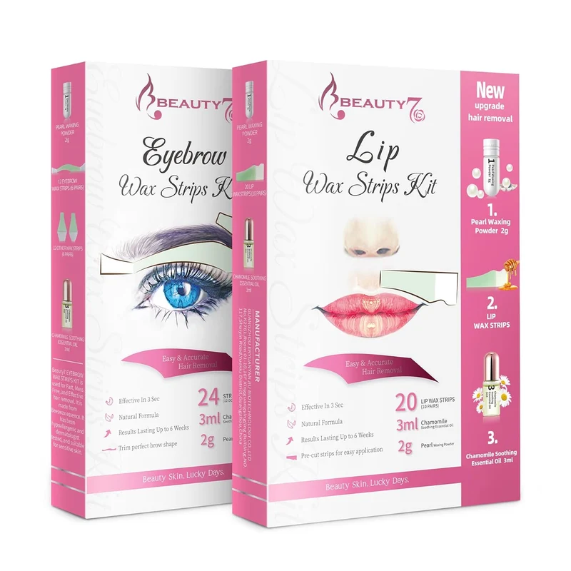 Beauty7 Eyebrow Wax Strips Kit Lip Wax Strips Kit 2 SET