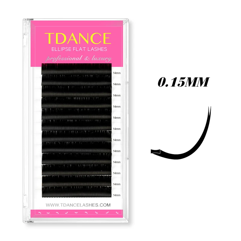 Mayoreo 0.15 MM Planas Elípticas de pestañas