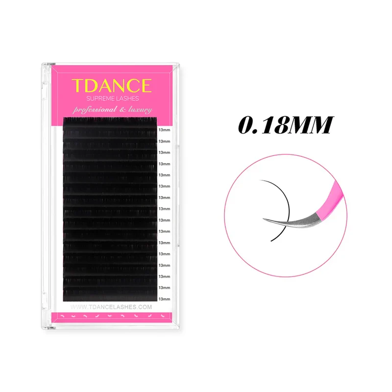 Extensiones de pestañas clásicas premium de 0.18 MM con 16 filas
