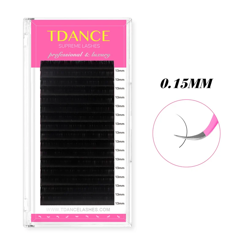 Mayoreo de extensiones de pestañas clásicas premium de 0.15 MM con 16 filas