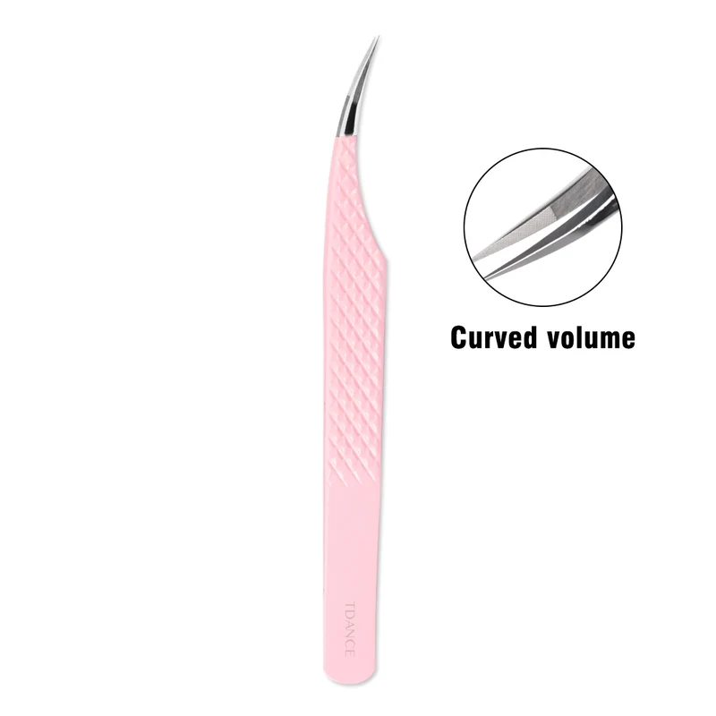 Pinzas de Fibra Rosa Clara TL-05 para Extensión de Pestañas