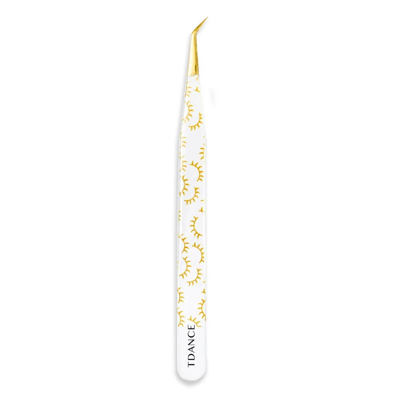 TY-02 Pinzas de Precisión Amarillo Estampadas para Extensiones de Pestañas
