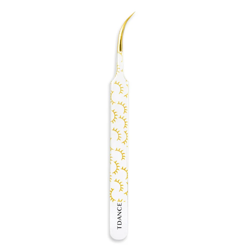 TY-03 Pinzas de Precisión Amarillo Estampadas para Extensiones de Pestañas
