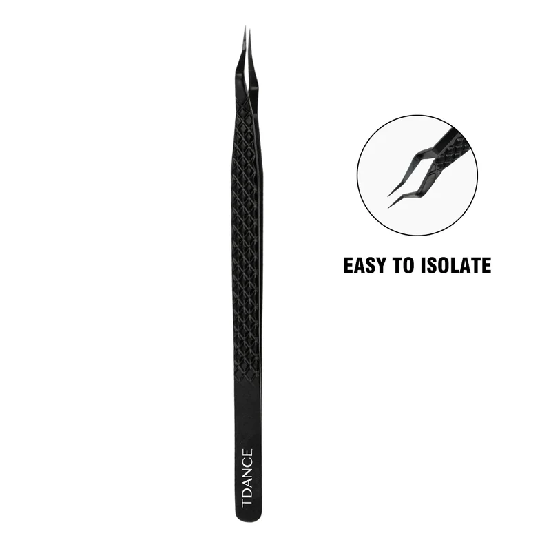 Pinzas Profesionales Negras TW-18 para Extensión de Pestañas