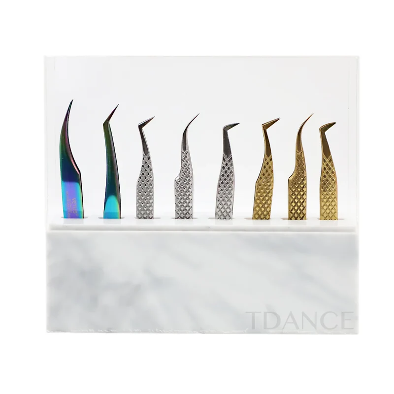 8-Hole Marbled Tweezer Display Stand