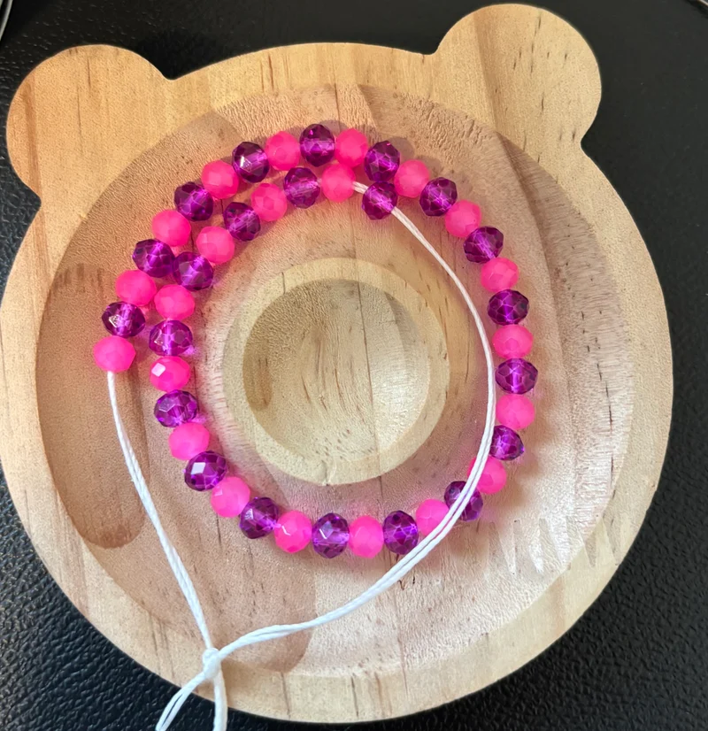 Pink and purple tie on anklet 9 inches
