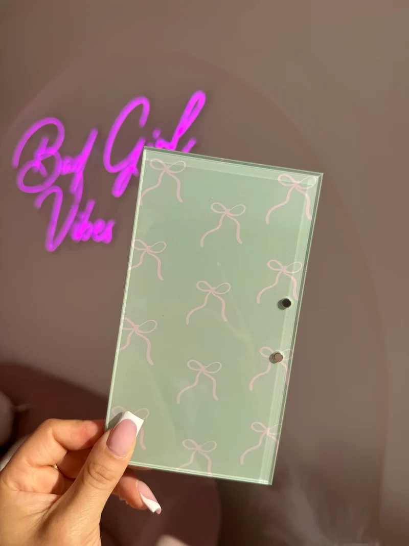 Mint Pink bow Lash Tile 🎀