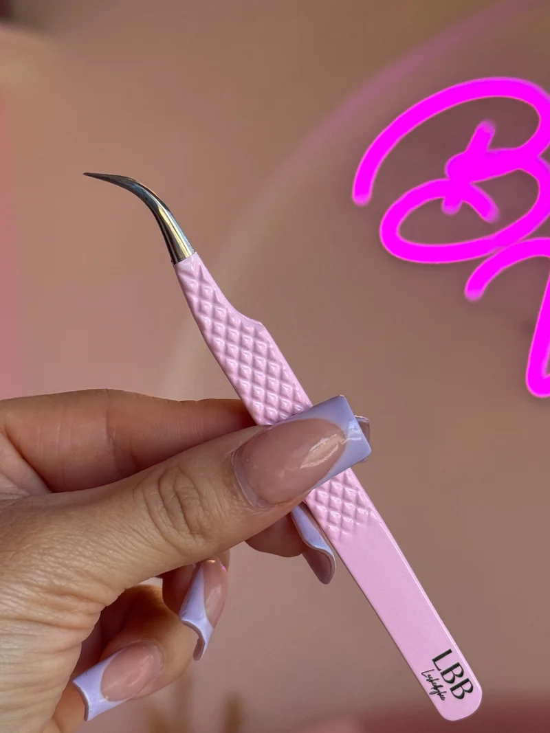 Pink J Curve tweezer