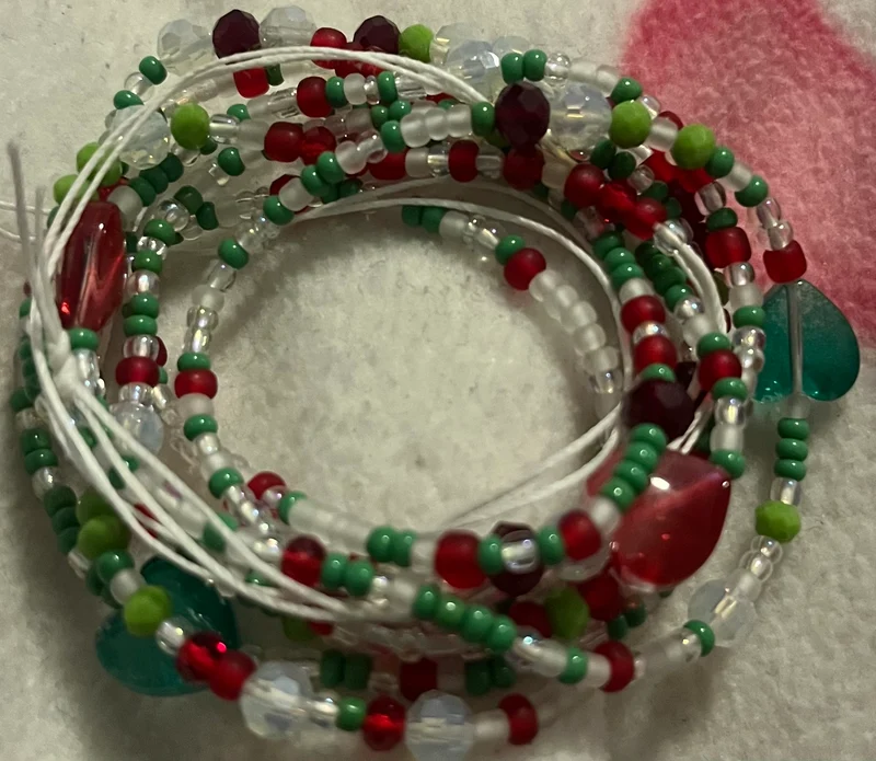 Christmas color waist bead