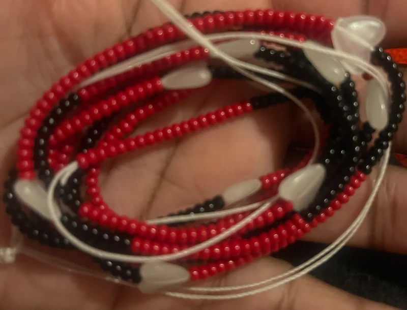 Red and black heart waist bead 50 inches