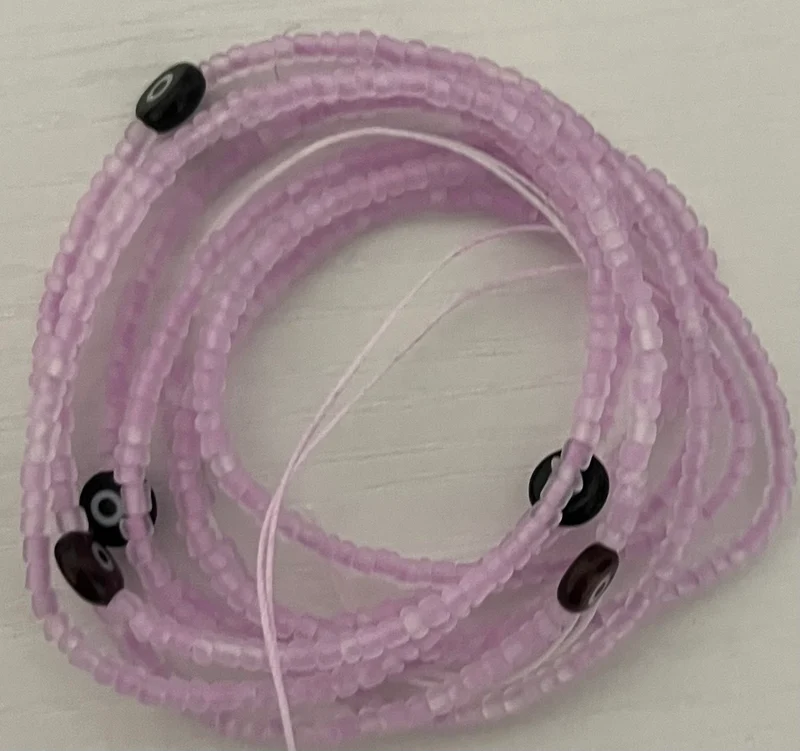 Purple evil eye 50 inch tie on waist bead
