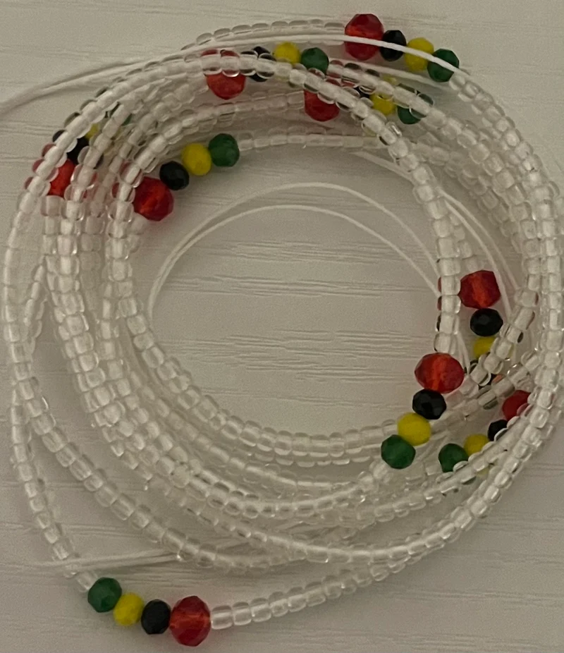 Juneteenth/black history 50 inch tie on waist bead