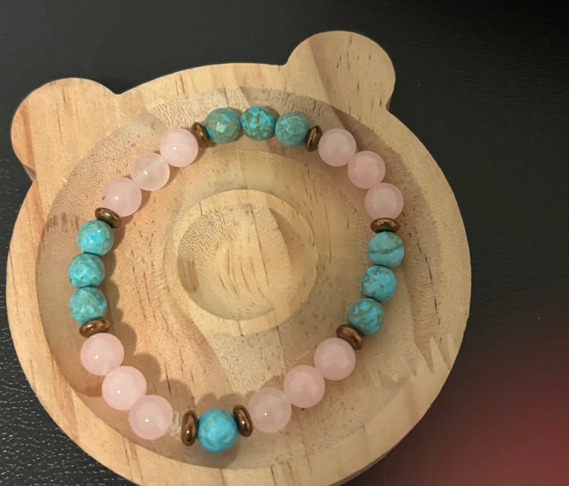 Rose quartz and turquoise bracelet