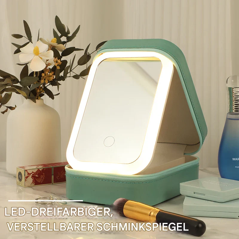 LED Kosmetikspiegel Box | 3 Lichtmodi | Organizer & Reiseetui | Touchsteuerung | VanityBox