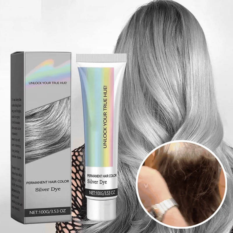 Silberne Haarfärbecreme | Permanenter Ton | Gleichmäßiges Auftragen | AshGleam