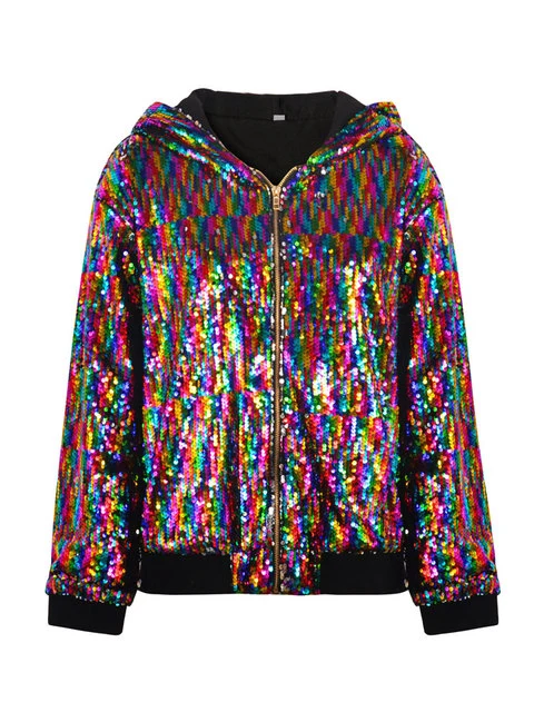 Women Jacket Spring 2022 Tassel Sequin Jacket Fashion Fringed Retro Long-sleeved Silver Reflective Jacket Women Outwear Tops