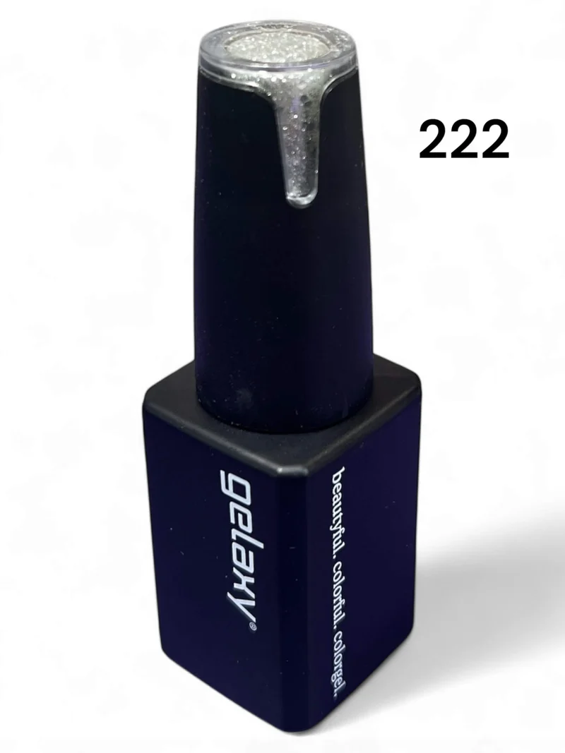 Gelaxy Shellac #222 - Klassisches silbernes Glittergel dominiert von groben Glitterpartikeln