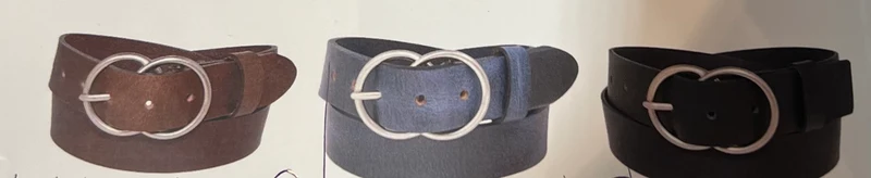 SILVER 35MM GENUINE LEATHER DOUBLE ORING BUCKLE LEATHER BELT