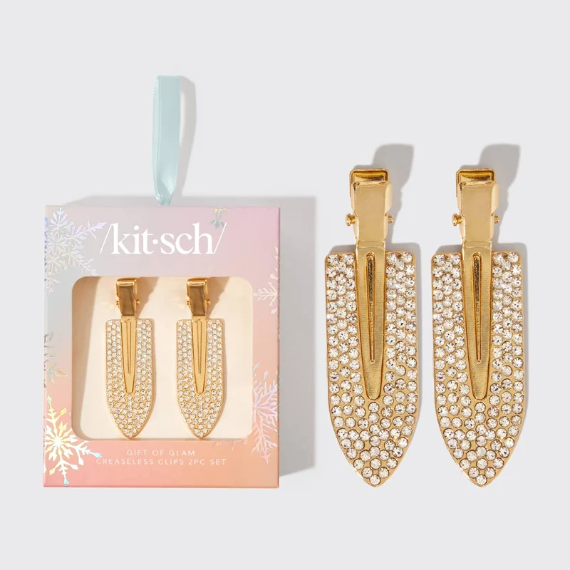 KITSCH Holiday Gift of Glam Creaseless Clips 2pc Set - Rhinestone