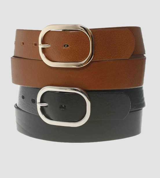 MEDIKE LEATHER NICKEL BUCKLE BELT