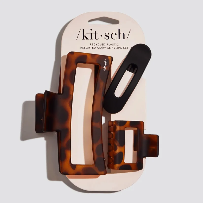Recycled Plastic Assorted Claw Clips- Rectangle Open Shape