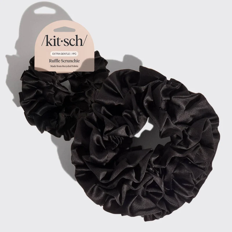 KITSCH Black Ruffle Scrunchie