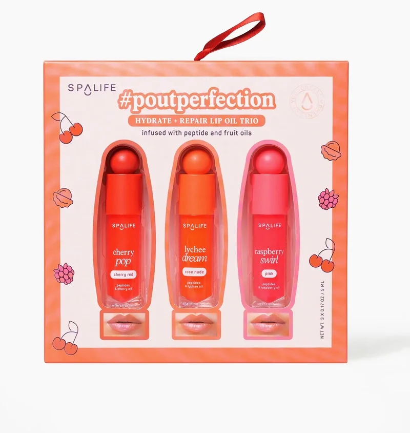 SPA LIFE Poutperfection Lip Gloss Trio Christmas Holiday Gift Set