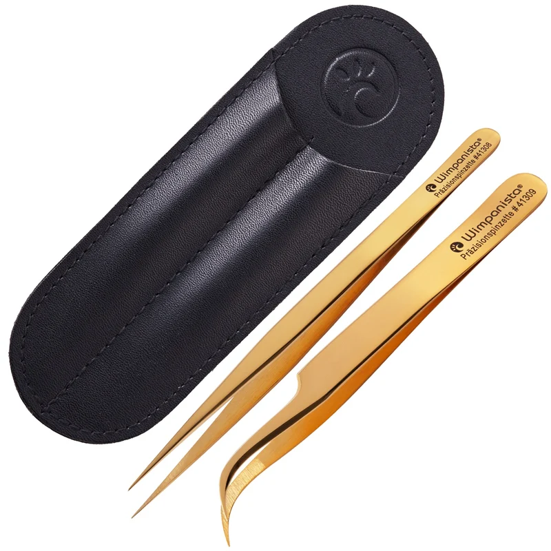2 Wimpanista Präzisions Wimpernpinzetten im Set (Gerade & Gebogen)