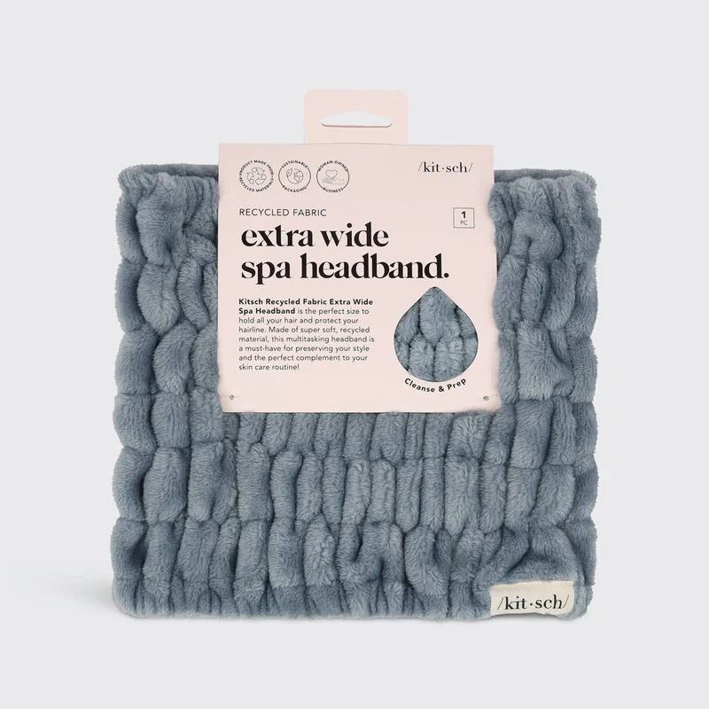 KITSCH Extra Wide Spa Headband - Misty Blue