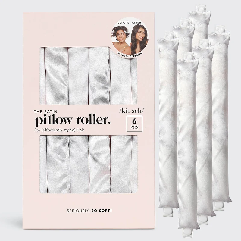 KITSCH Satin Heatless Pillow Rollers 6pc- Soft Marble