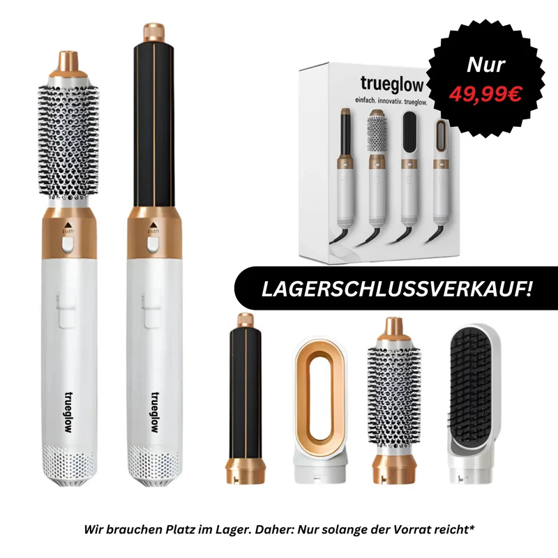 Haarstyler 5 in 1, Lila | Warmluftbürste mit 5 Aufsätzen | Locken, Glätten und Volumen in einem kompletten Styling-Set