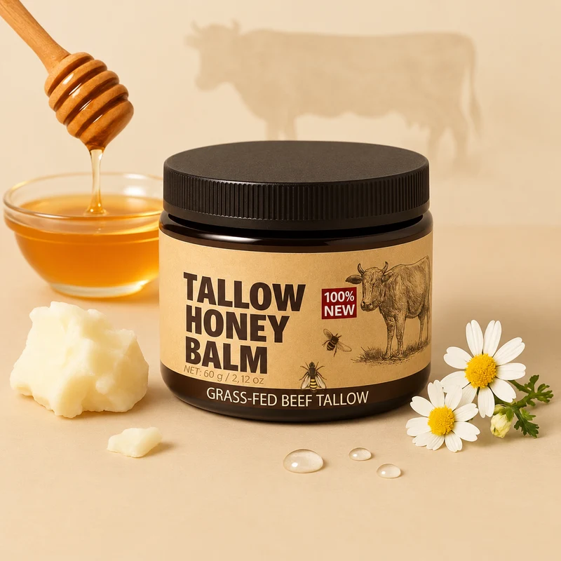 Rindertalg Creme für alle Hauttypen | 60 g Rindertalg & Honig | Intensive Feuchtigkeitspflege ohne künstliche Zusätze