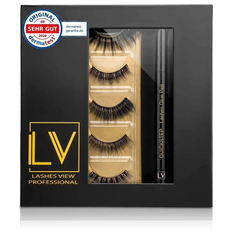 GLAMOUR-MIX 5 Paar premium Wimpern 2x Quickstep-Pen