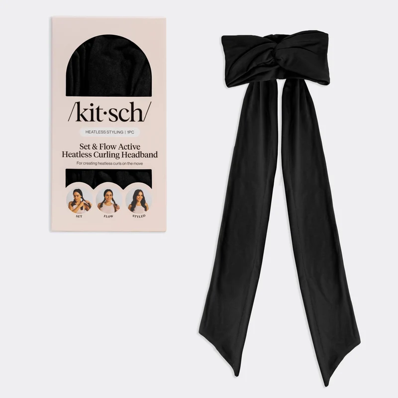 KITSCH Set & Flow Heatless Curling Headband - Black