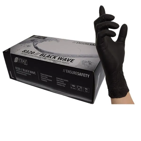Nitrilhandschuhe, Gr. M- Schwarz Black Wave