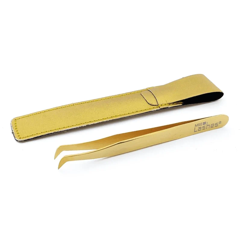 MSE Lashes: Round Volume Pinzette, Gold mit goldenem Etui