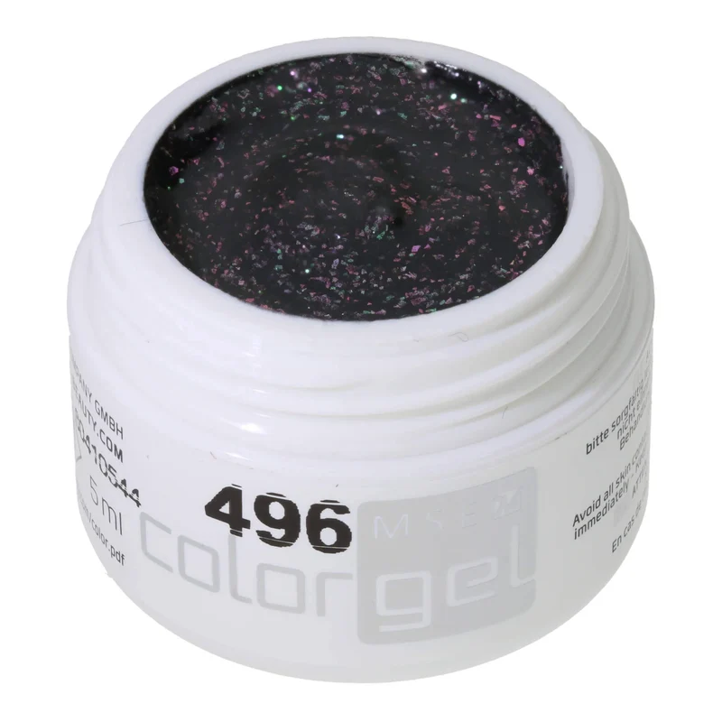 #496 Premium-EFFEKT Color Gel 5ml Dunkelgrau mit rosa-roten Effektpartikeln