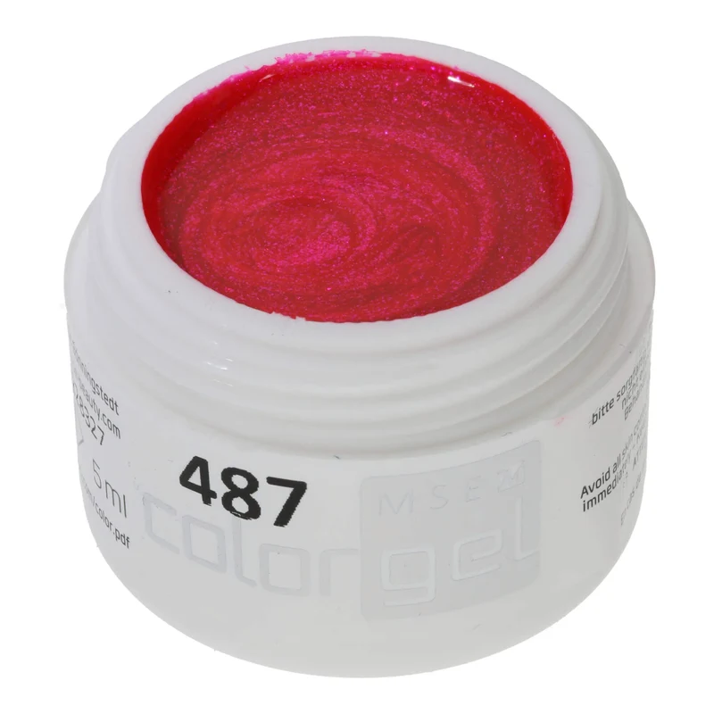 #487 Premium-EFFEKT Color Gel 5ml Neon-Pink mit grossen Schimmerpartikeln